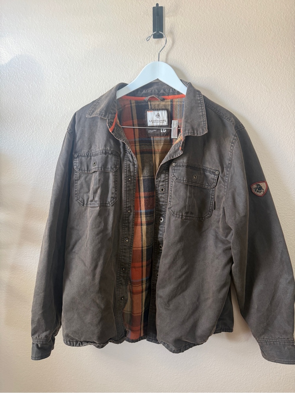 Legendary Whitetails Brown Canvas Jacket with Orange Plaid Lining